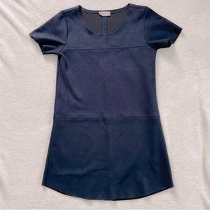 Suede navy short sleeve dress